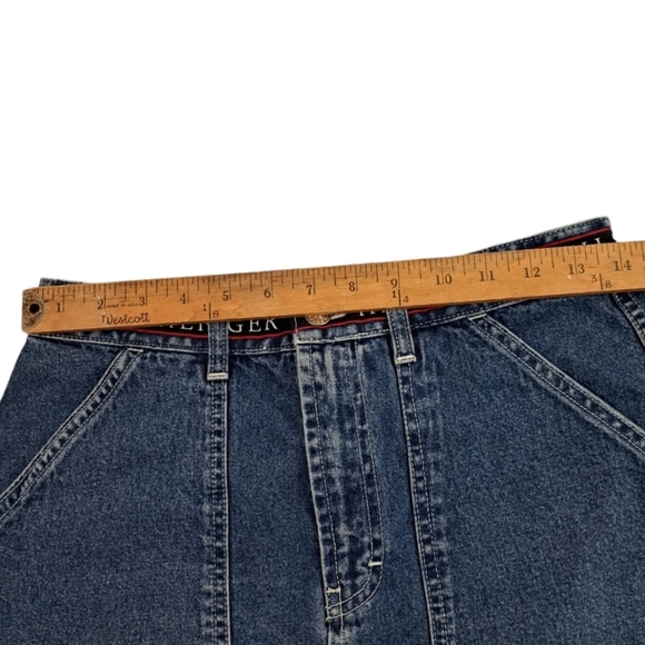 Tommy Hilfiger Womens Size 8 Blue Spellout Waistband Tape Blue Jean Short Skirt - Picture 8 of 10